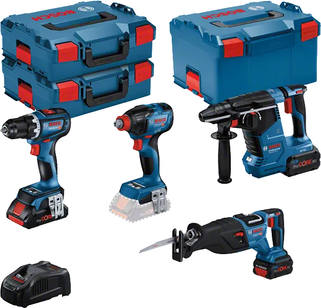 Bosch akumulatorski set GSR 18V-90C+GDX 18V-210C+GBH 18V-24C+GSA 18V-28 (0615990N37)